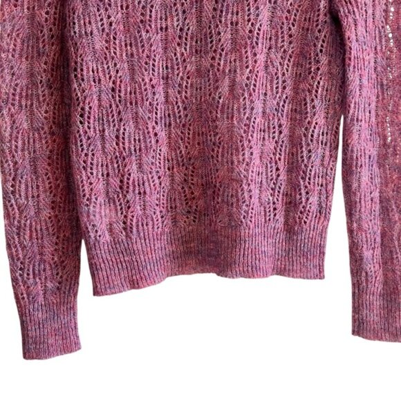 Bishop + Young ruffled v-neck open knit crochet sweater XS excellent condition - Picture 10 of 14